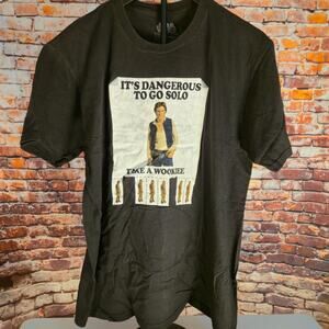 Star Wars Han Solo Take A Wookiee Funny Graphic T Shirt Mens Large Black Tee